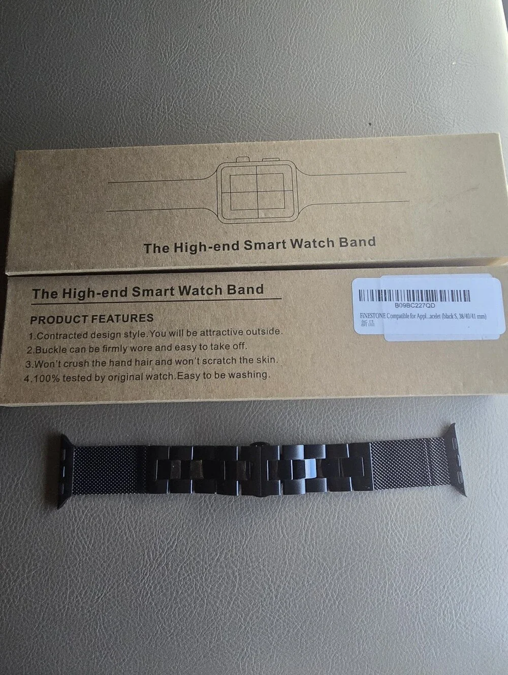 High-End Black Smart Watch Metal Mesh Band Compatible Wearables Sz. S, 38/40/41